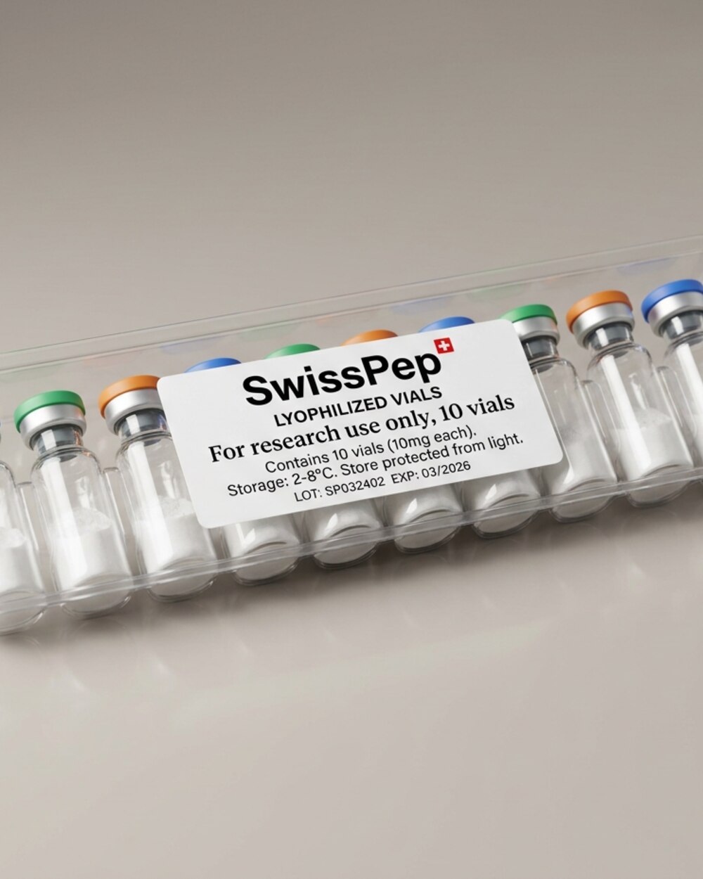 Sealed blister case of research peptide vials